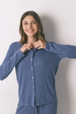 Mujer Women'secret Pijamas|Pijamas>Pijama largo canalé efecto brillo