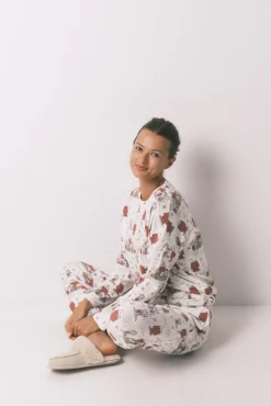 Mujer Women'secret Pijamas|Pijamas>Pijama largo canalé suave blanco Snoopy