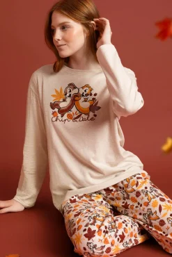 Mujer Admas Pijamas|Pijamas>Pijama largo Chip&Dale otoño para mujer