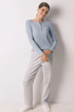 Mujer Women'secret Pijamas|Pijamas>Pijama largo cuadros efecto brillo