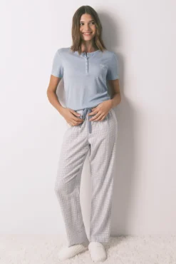 Mujer Women'secret Pijamas|Pijamas>Pijama largo cuadros efecto brillo