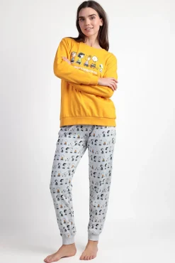Mujer Admas Pijamas|Pijamas>Pijama largo felpa Snoopy&Friends para mujer