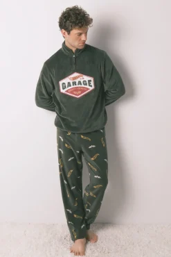 Hombre Women'secret Pijamas>Pijama largo hombre polar verde Hotwheels