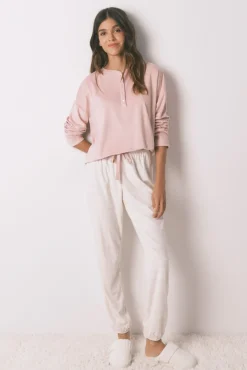 Mujer Women'secret Pijamas|Pijamas>Pijama largo polar suave cenefas