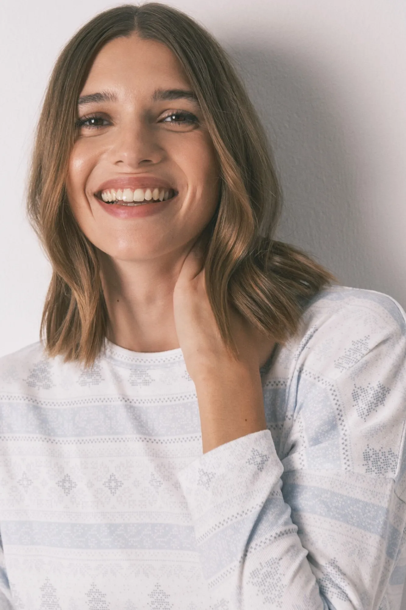 Mujer Women'secret Pijamas|Pijamas>Pijama largo punto suave cenefas azul