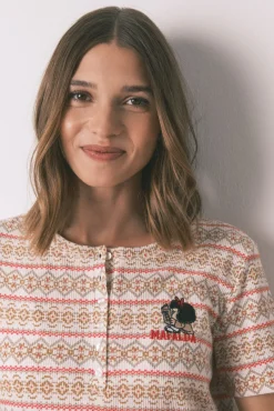 Mujer Women'secret Pijamas|Pijamas>Pijama largo textura gofre afelpado cenefas Mafalda