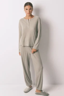 Mujer Women'secret Pijamas|Pijamas>Pijama largo textura waffle verde