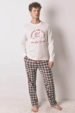 Hombre Women'secret Pijamas>Pijama masculino largo 100% algodón cuadros