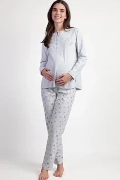 Mujer Admas Pijamas|Pijamas>Pijama maternity largo rayas Alicia Wonderland