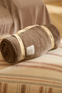 Calma House Mantas>Plaid calentito con pespunte marrón Adel