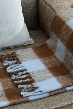 Calma House Mantas>Plaid de algodón a cuadros marrones Oslo