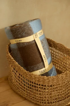 Calma House Mantas>Plaid de algodón a cuadros marrones Oslo