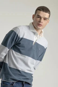 Hombre PuroEGO Polos>Polo algodón rugby franjas