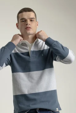 Hombre PuroEGO Polos>Polo algodón rugby franjas