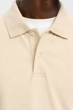 Hombre Selected Polos>Polo jacquard de manga larga 100% algodón orgánico