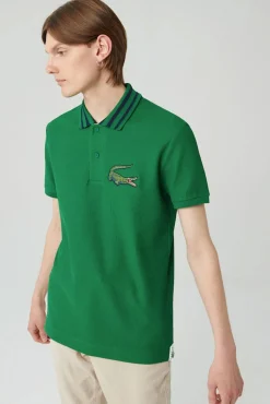 Hombre Lacoste Polos>Polo oversize con estampado de cocodrilo