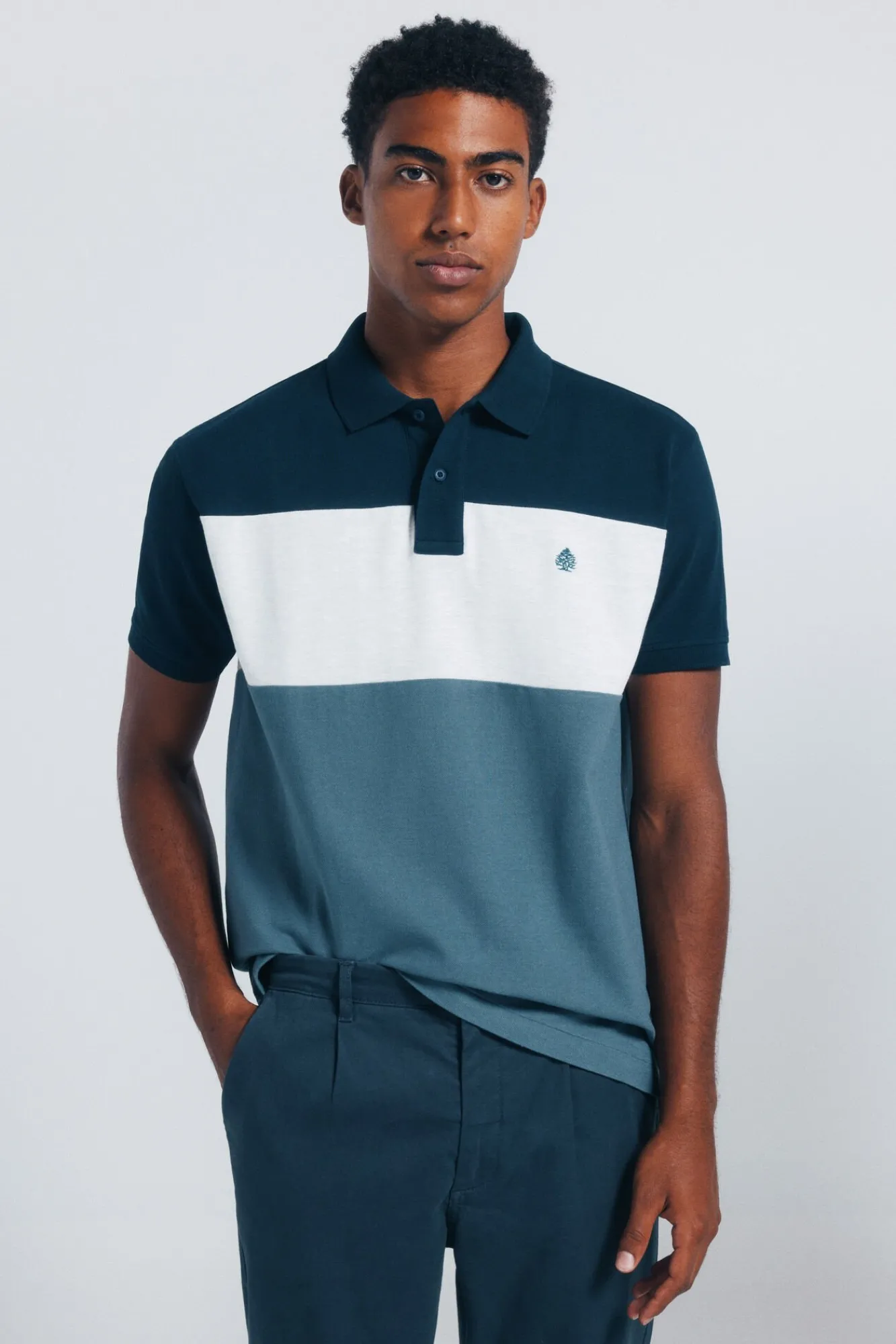 Hombre Springfield Polos>Polo piqué bloques color regular fit