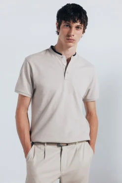 Hombre Springfield Polos>Polo piqué cuello mao slim fit