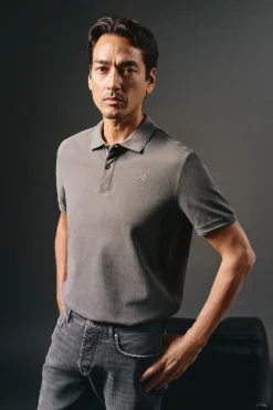 Hombre OOTO Polos>Polo piqué lavado bordado avión