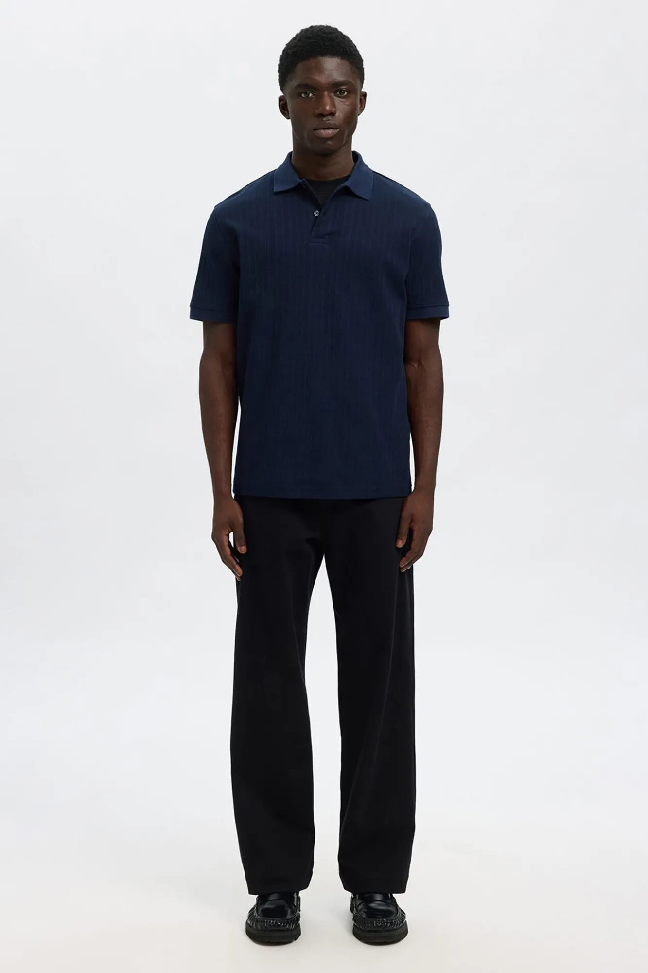 Hombre Selected Polos>Polo Rib de manga corta Regular Fit.