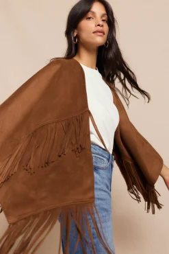 Mujer Slowlove Chaquetas>Poncho capa efecto piel