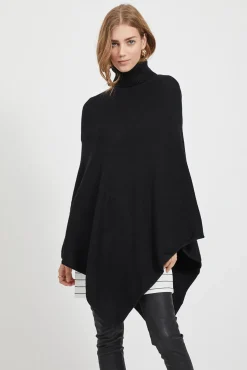 Mujer Vila Chaquetas>Poncho de punto con cuello vuelto