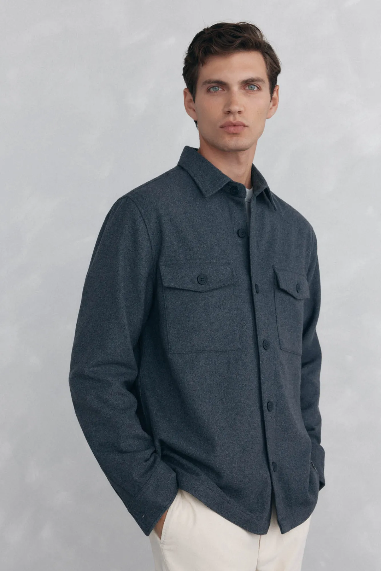 Hombre Pedro del Hierro Camisas>Sobrecamisa lana lisa