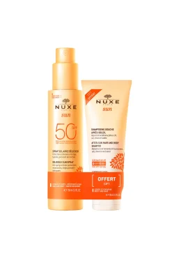 Nuxe Parafarmacia|Cofres Y Estuches Para Regalo>Spray Fundente Rostro y Cuerpo SPF 50 Sun+ Champú de Ducha After Sun 100ml DE REGALO