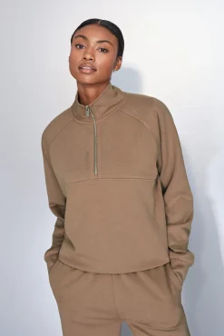 Mujer Dash and Stars Deporte|Sudaderas>Sudadera cuello cremallera marrón