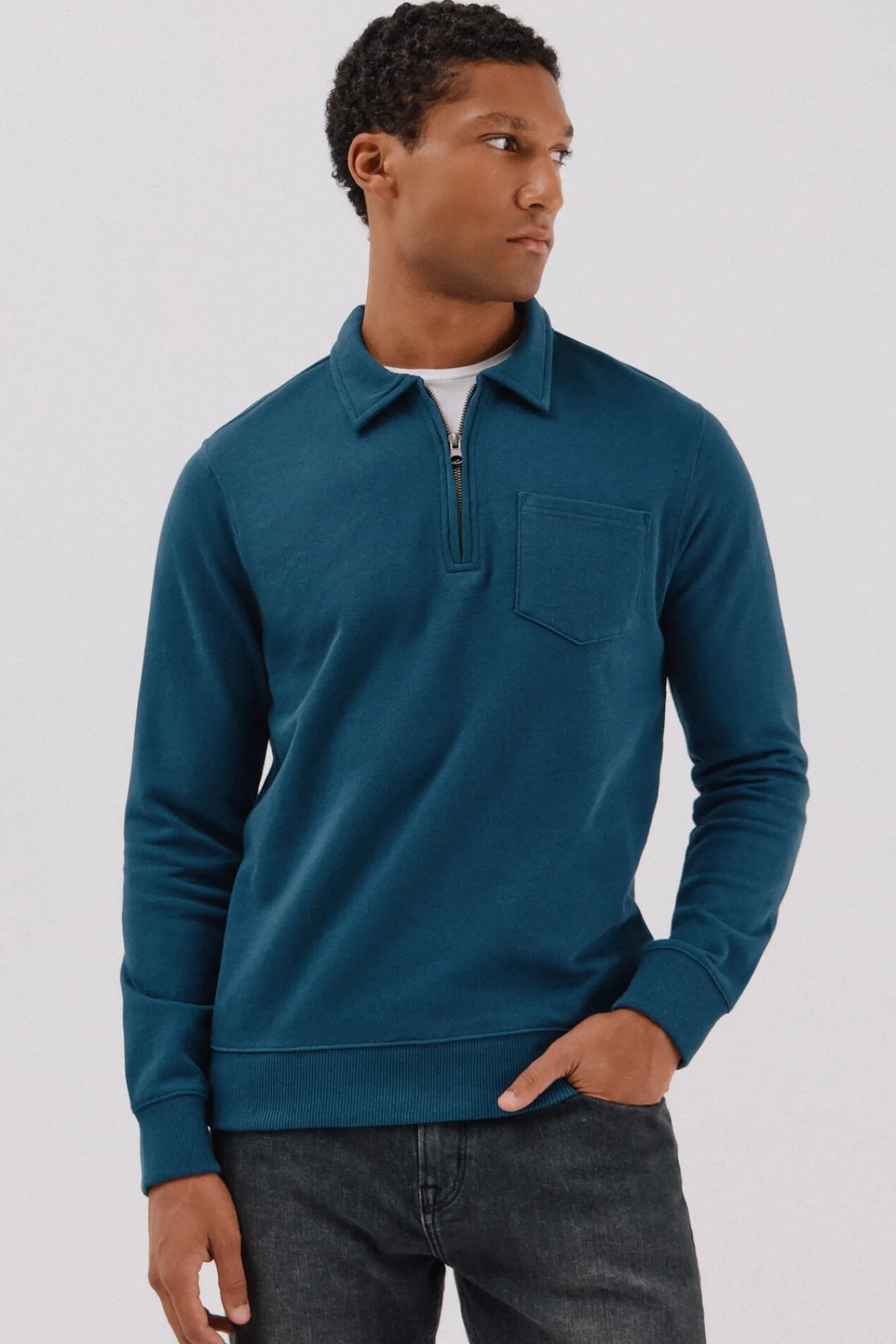 Hombre Cortefiel Sudaderas>Sudadera cuello polo cremallera