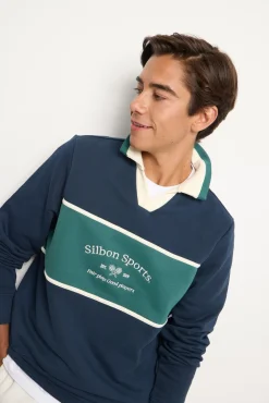 Hombre Silbon Sudaderas>Sudadera cuello polo sports