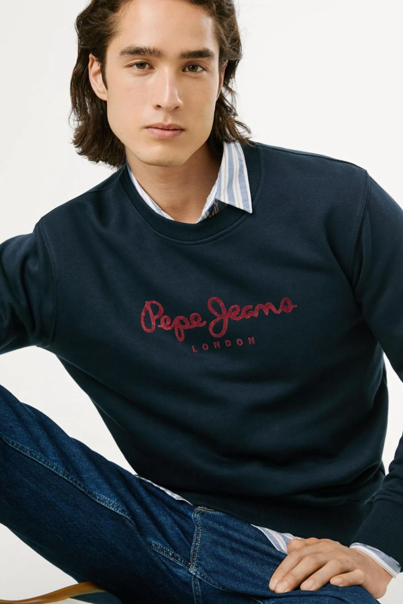 Hombre Pepe Jeans Sudaderas|Jerséis>Sudadera Cuello Redondo Con Logo