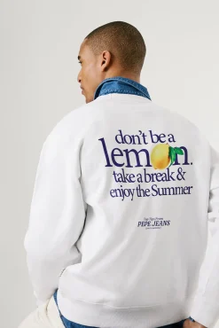 Hombre Pepe Jeans Sudaderas>Sudadera de cuello redondo con logo frontal y estampado trasero.