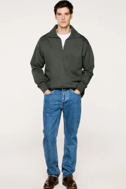 Hombre Selected Sudaderas>Sudadera media cremallera 100% algodón orgánico