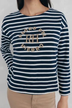 Mujer Pedro del Hierro Sudaderas>Sudadera rayas bordada