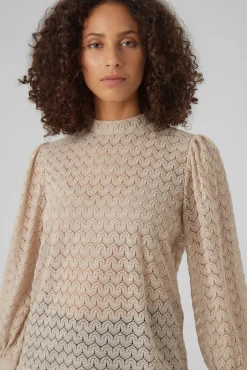 Mujer Vero Moda Camisetas>Top de encaje cuello cerrado