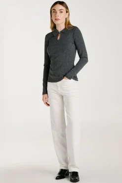 Mujer Vila Camisetas>Top de manga larga con cuello polo