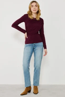 Mujer Vila Camisetas>Top de manga larga con detalle drapeado