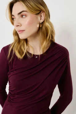 Mujer Vila Camisetas>Top de manga larga con detalle drapeado