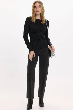 Mujer Vila Camisetas>Top de manga larga con glitter