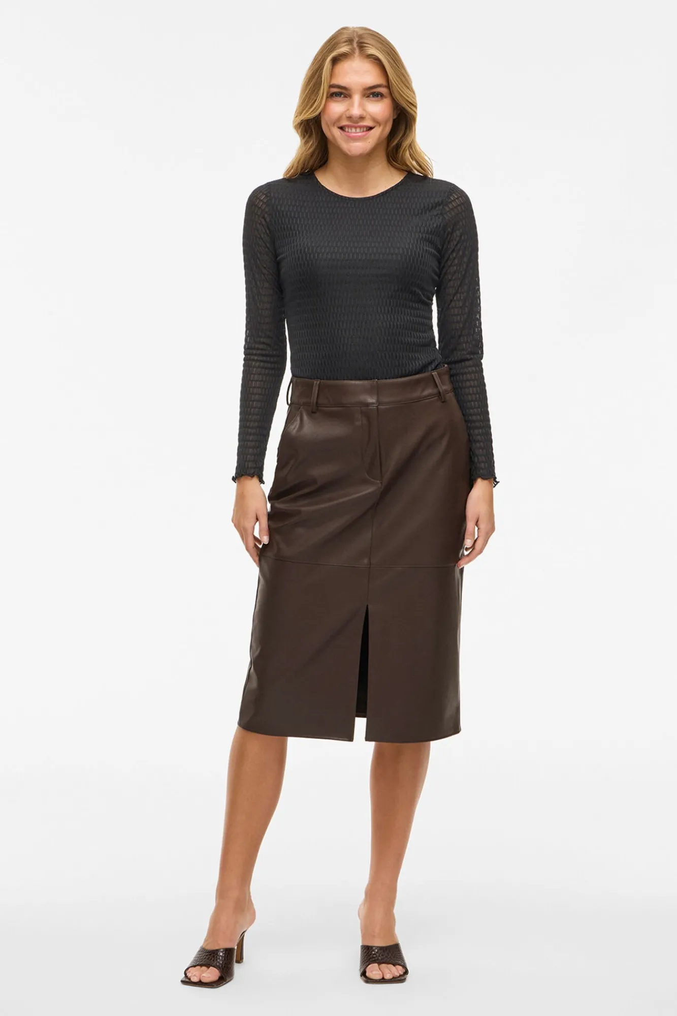 Mujer Vila Camisetas>Top de manga larga con textura