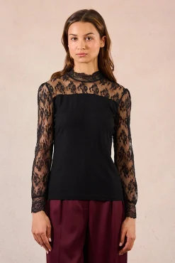 Mujer Molly Bracken Camisetas>Top de manga larga detalles de encaje