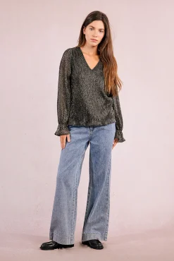 Mujer Molly Bracken Camisetas>Top de manga larga plisado