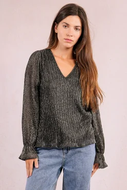 Mujer Molly Bracken Camisetas>Top de manga larga plisado