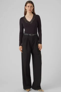 Mujer Vero Moda Camisetas>Top de manga larga y cuello pico