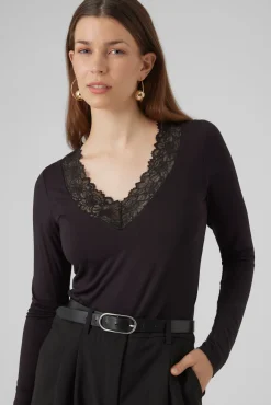 Mujer Vero Moda Camisetas>Top de manga larga y cuello pico