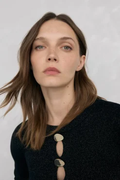 Mujer Pedro del Hierro Jerséis>Top de punto brillo aberturas