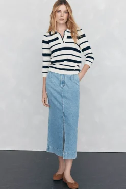 Mujer Pedro del Hierro Jerséis>Top de punto camisero con estructura y rayas