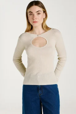 Mujer Vila Camisetas>Top de punto reversible con lúrex