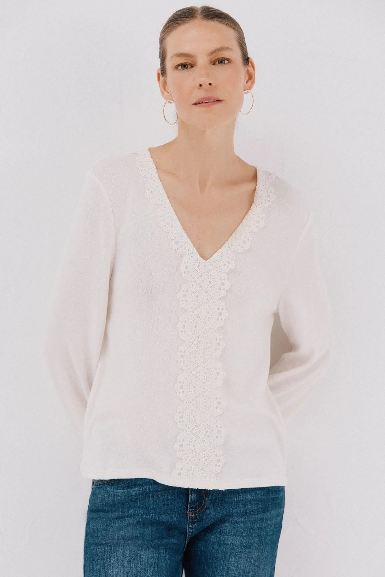 Mujer Cortefiel Camisetas>Top detalle puntilla escote